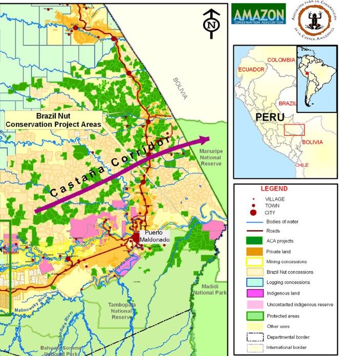 Credit: ACCA, proposed conservation corridors, from Manu National Park to Tambopata National Reserve